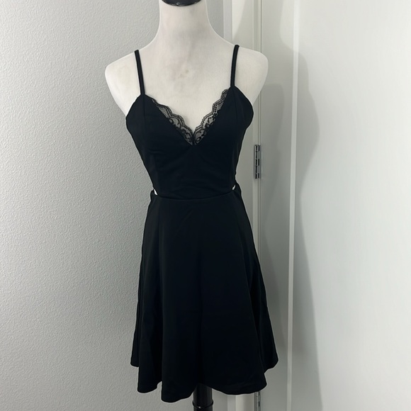Lulu's Lush Small Black Perfect Evening Lace Skater Mini Dress - Picture 4 of 16